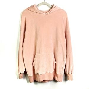 Aritzia Golden by TNA Saramago Hoodie Oversized Velour Sweatshirt Peach Small
